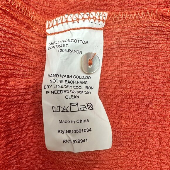 Weekend Suzanne Betro Tunic Top Womens 3X Sleeveless Orange Eyelet - Picture 6 of 7